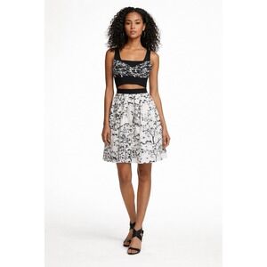 DVF 2015 Black White Cutout Dress Fit Flare A Line Size 4 Jayme